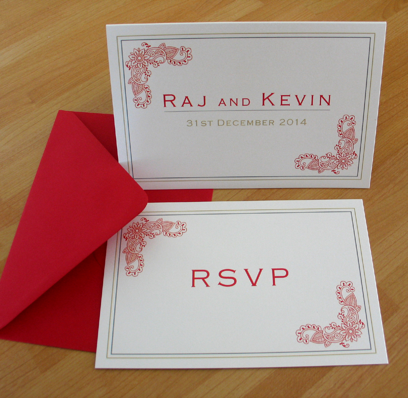 Contemporary Indian wedding invitations and RSVP