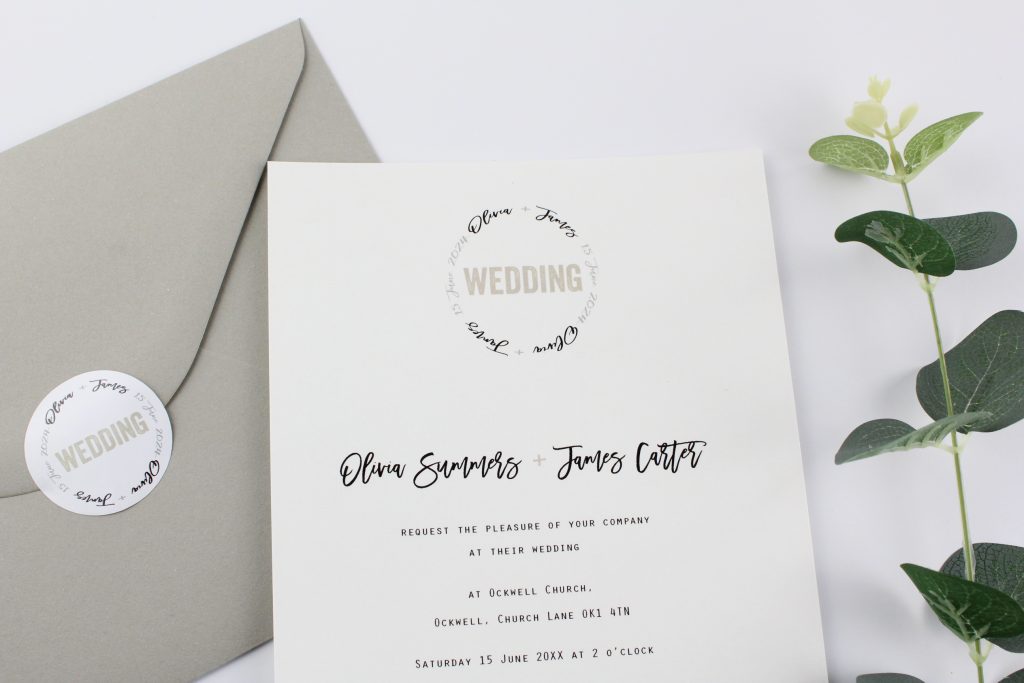 4 Folded Personalised Badge/Emblem style Wedding Invitation